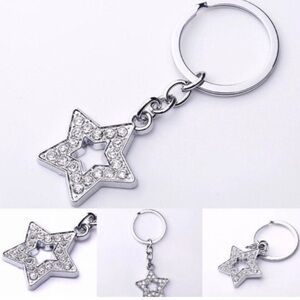 Silver Star Keychain with Rhinestones